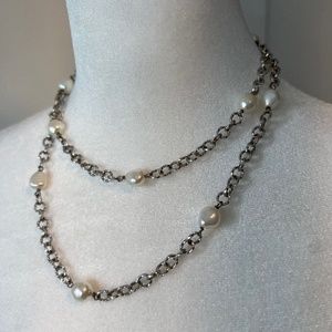 34” pearl and chain necklace